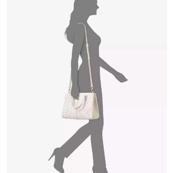 On 34th Robbinn tweed medium women's satchel crossbody bag - White Multi - Picture 13 of 13